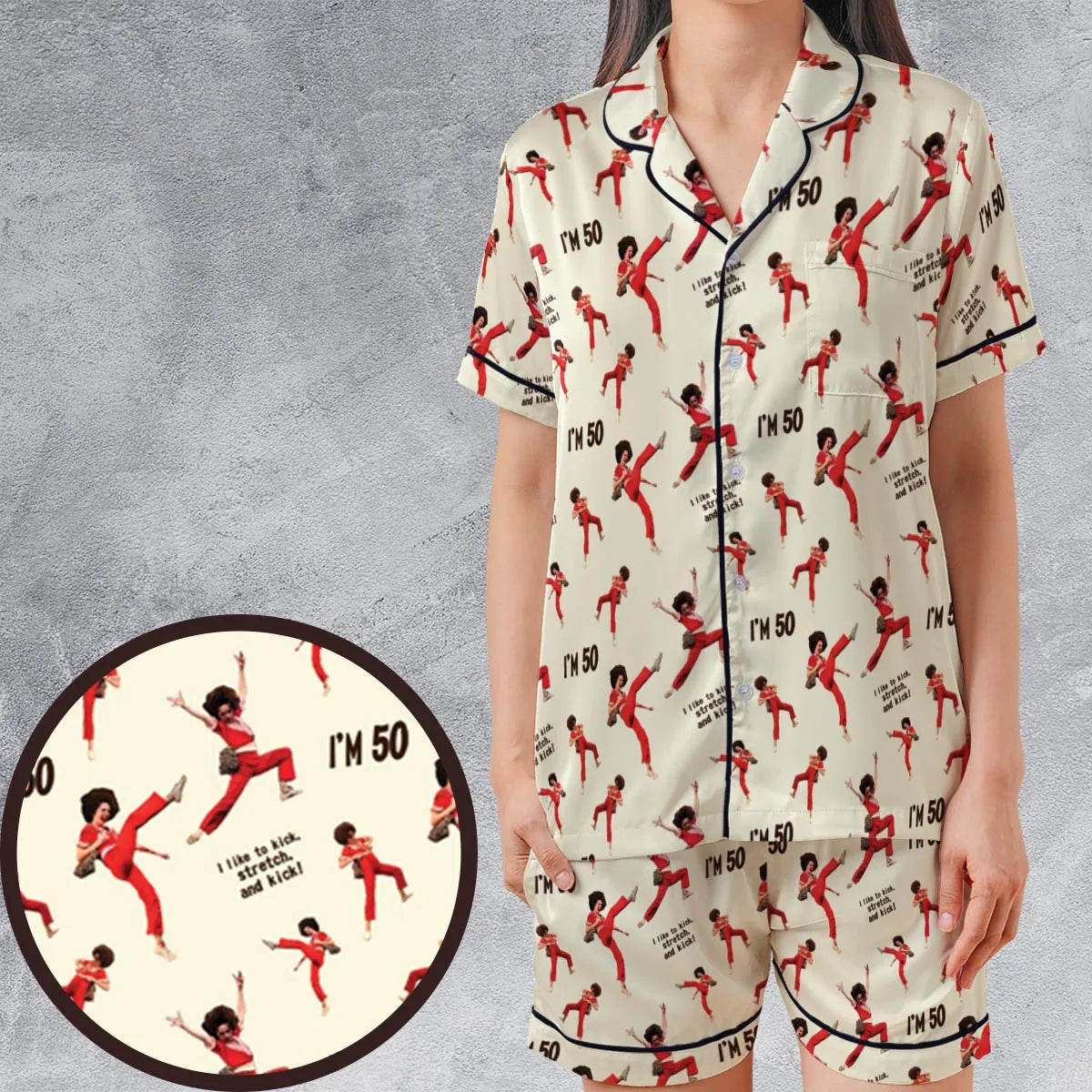 Satin Short-Sleeve Pajamas Set - CU89NVCM