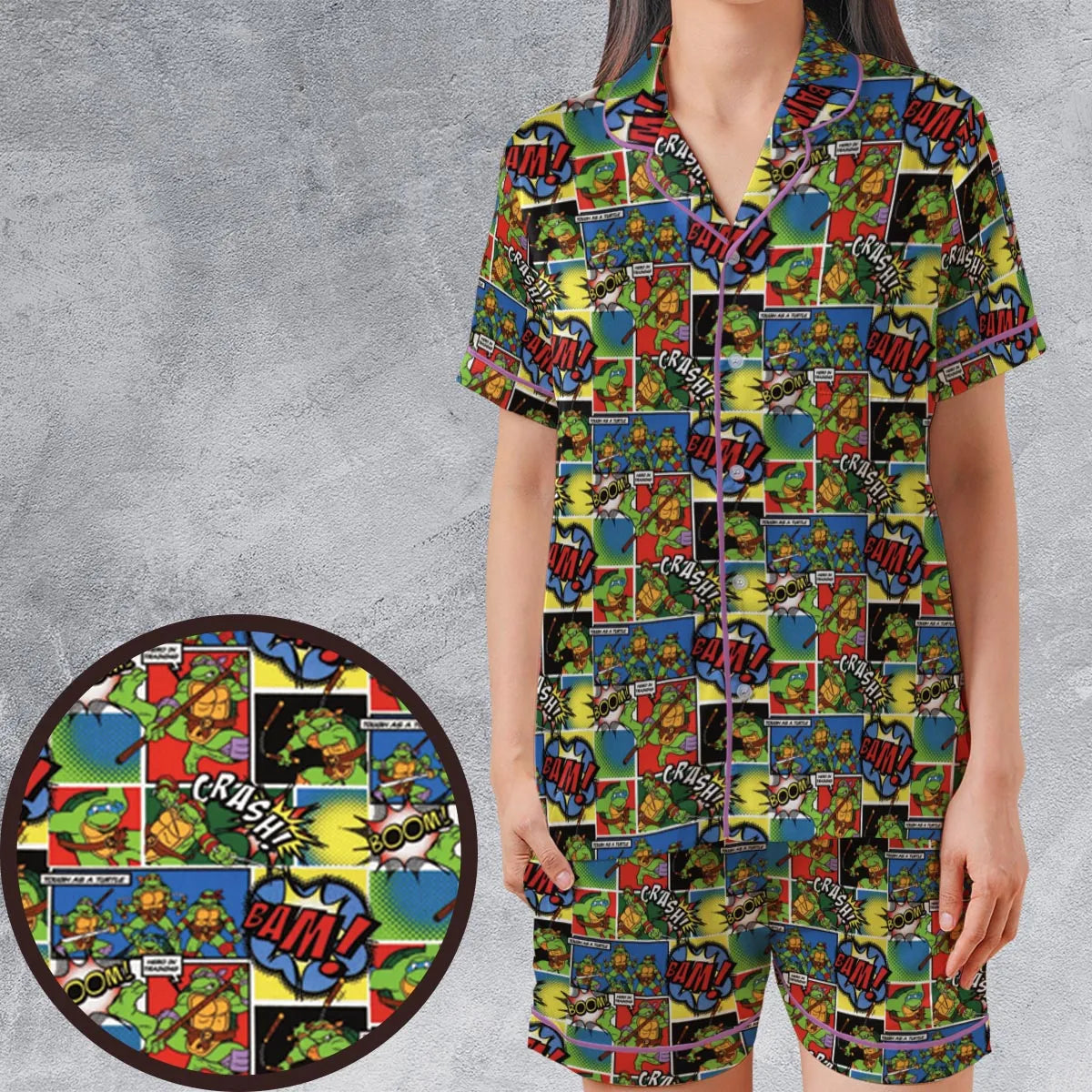 Satin Short-Sleeve Pajamas Set - 4SYJDYGQ
