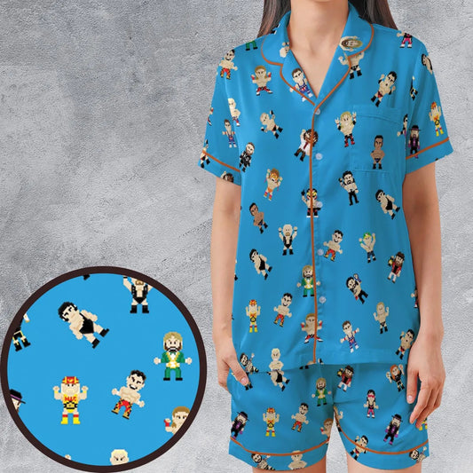 Satin Short-Sleeve Pajamas Set - CJ1LMK41