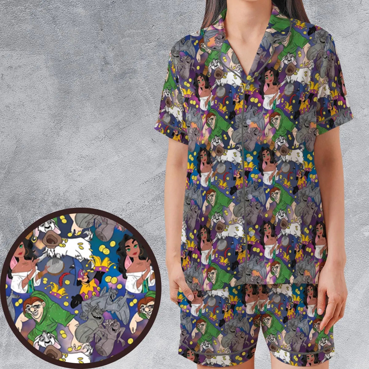 Satin Short-Sleeve Pajamas Set - D1LF49PJ