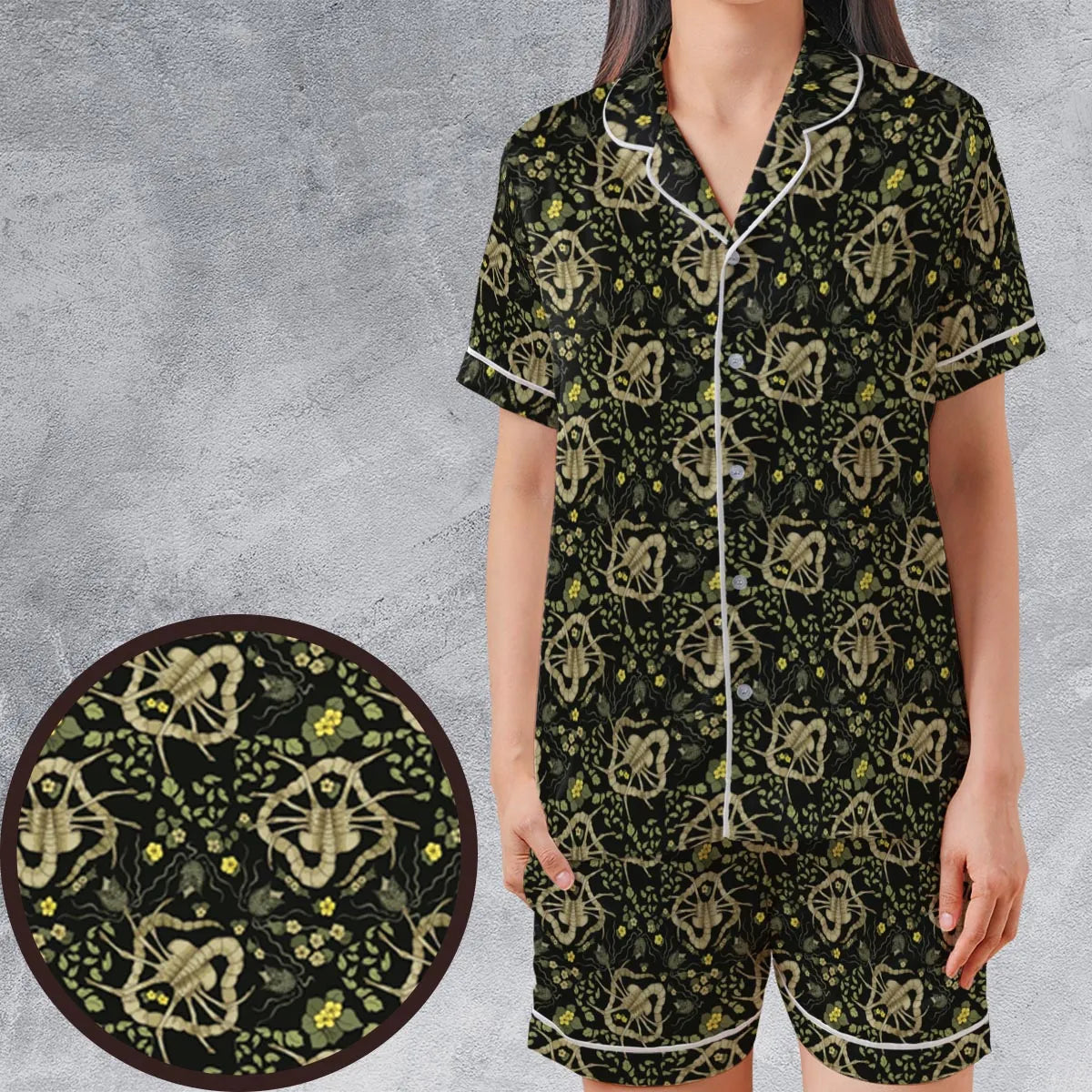 Satin Short-Sleeve Pajamas Set - BMJ9LPN1