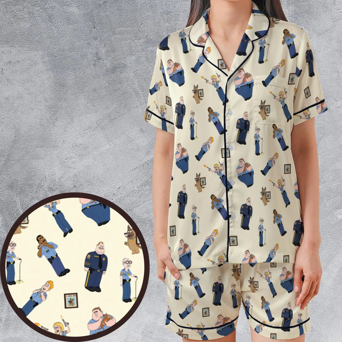 Satin Short-Sleeve Pajamas Set - P6SE8L1F