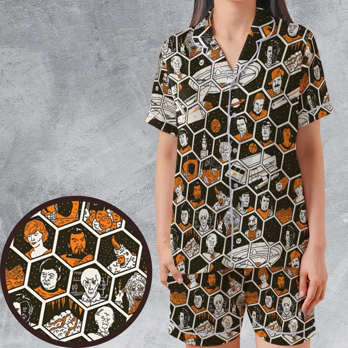 Satin Short-Sleeve Pajamas Set - BAQKZA7V