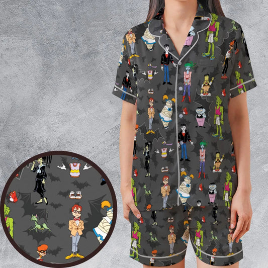 Satin Short-Sleeve Pajamas Set - UYWSBFHN