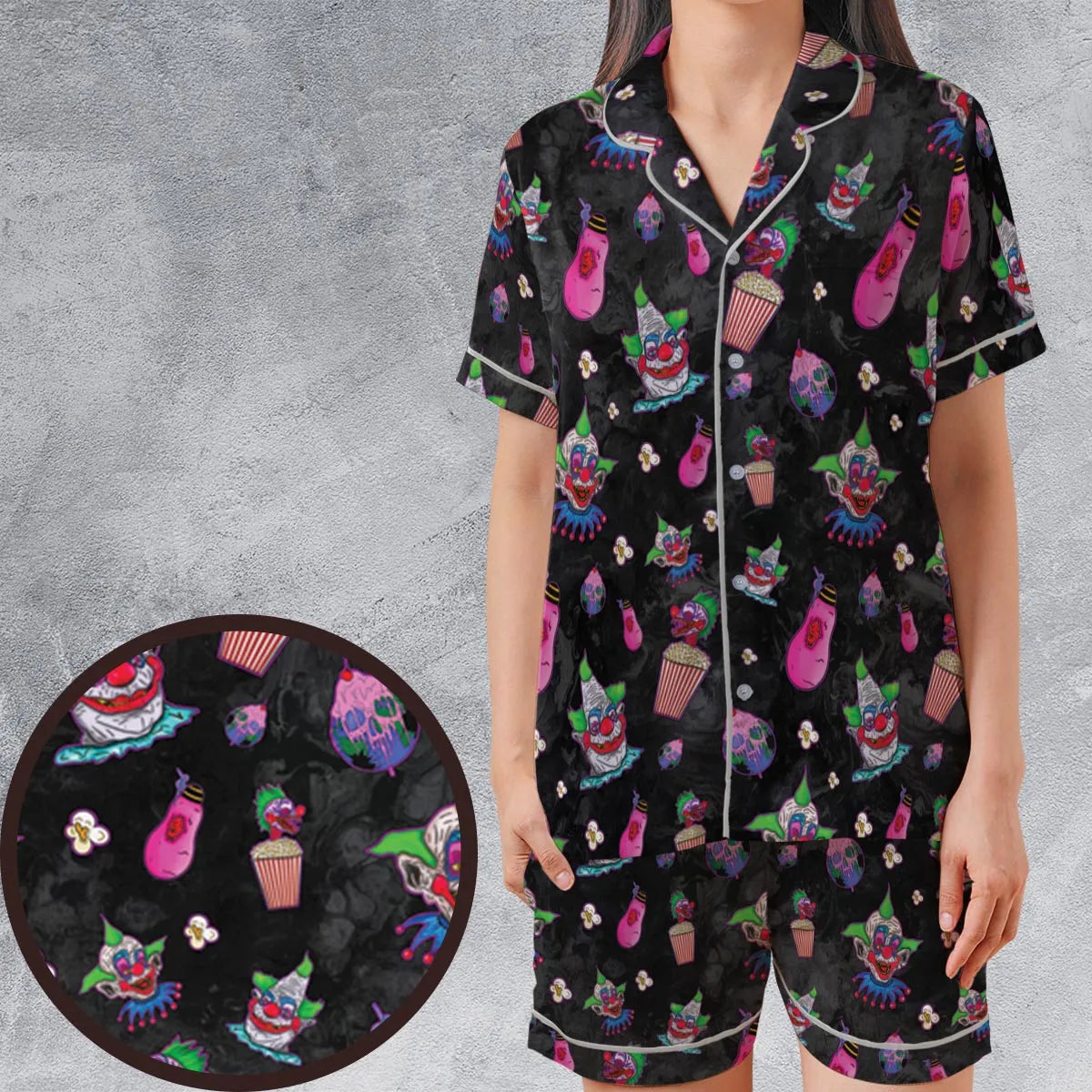 Satin Short-Sleeve Pajamas Set - 6JF2ZKXN