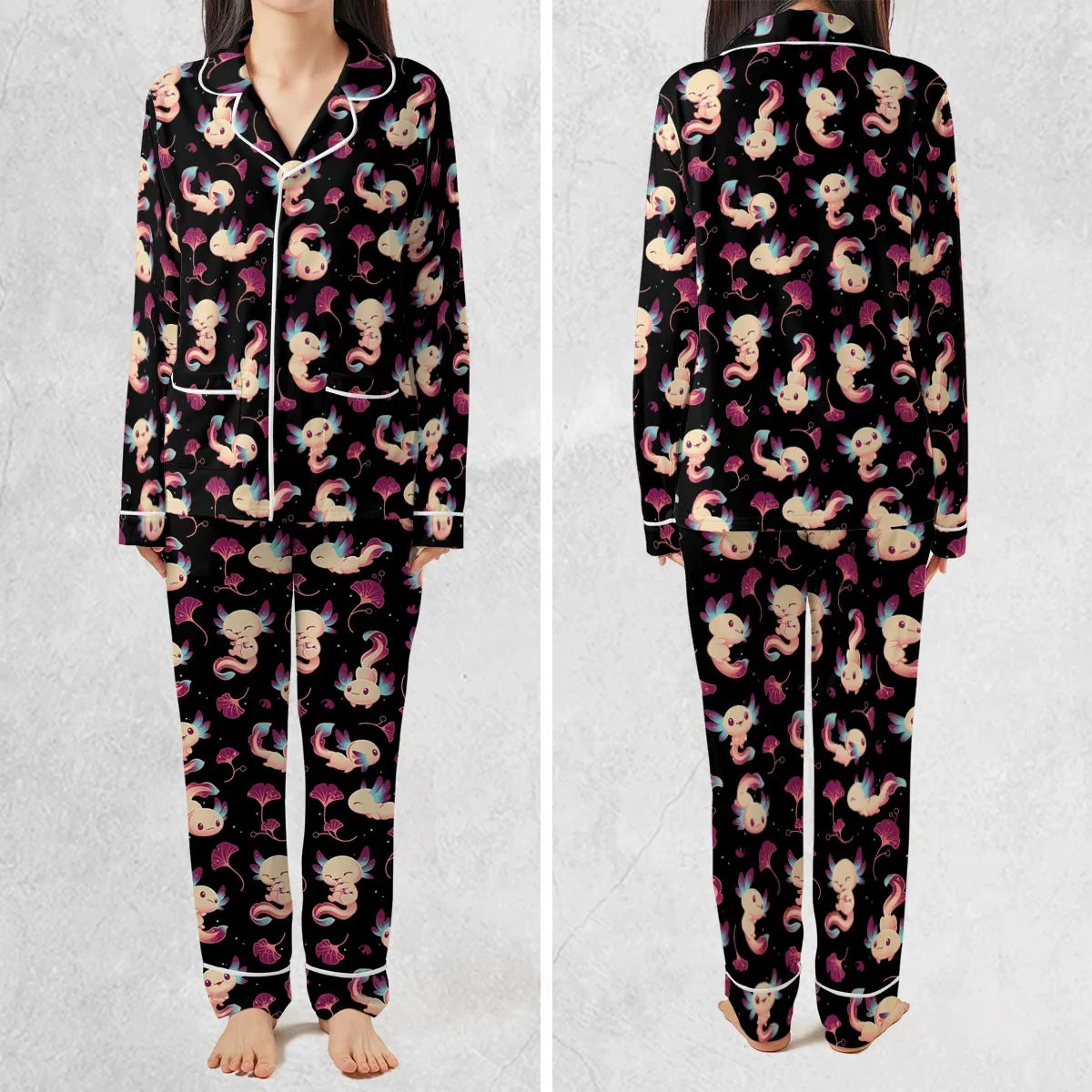 Axolotl Wonders Cute Salamanders Pattern Pajamas Set