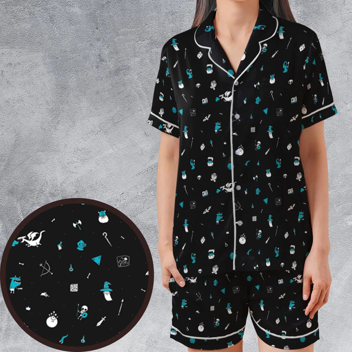 Satin Short-Sleeve Pajamas Set - WT2SLFCR