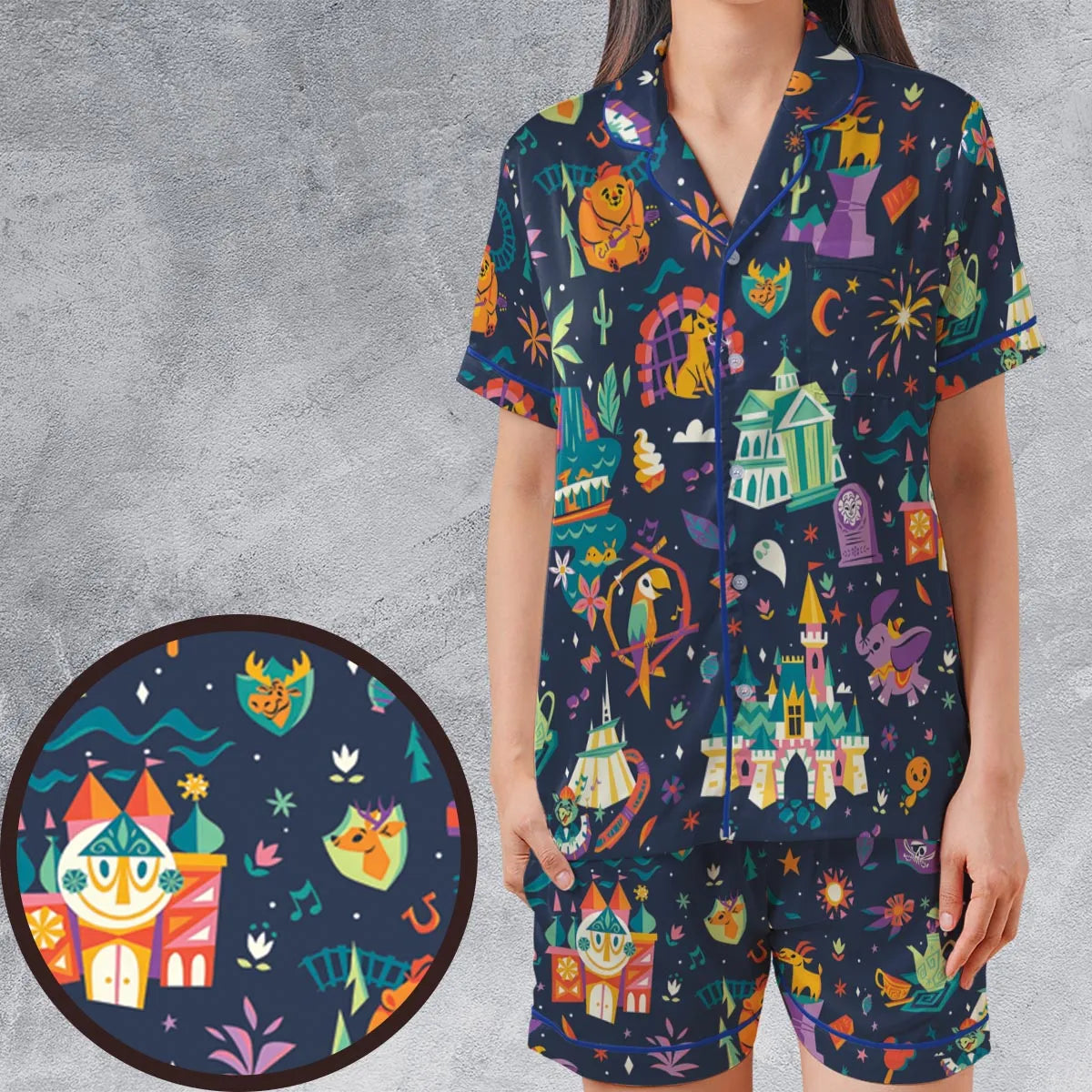 Satin Short-Sleeve Pajamas Set - JGU3QUGM