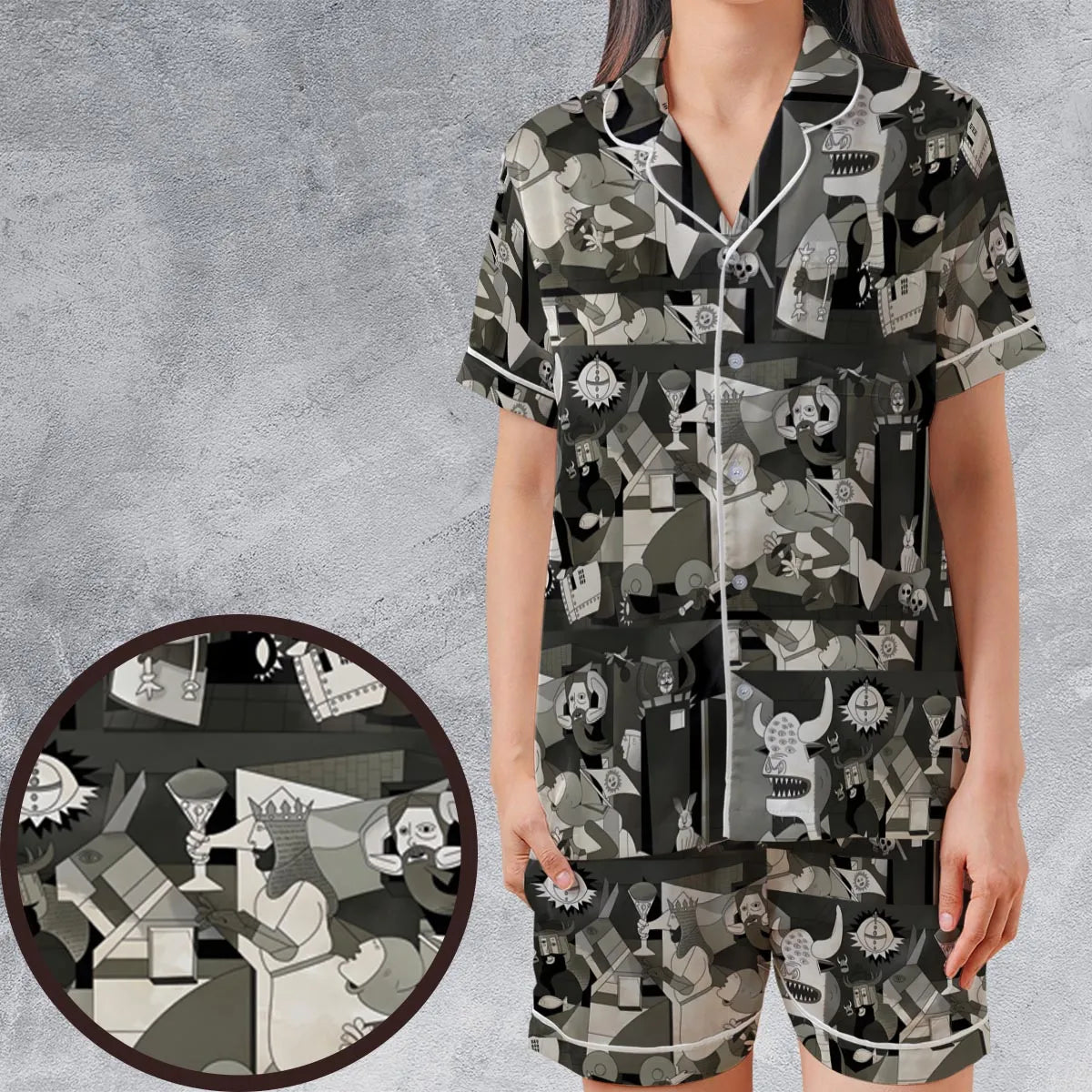 Satin Short-Sleeve Pajamas Set - NCW5TZTG