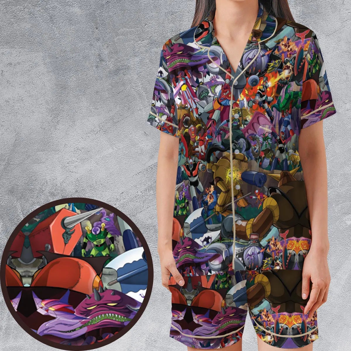 Satin Short-Sleeve Pajamas Set - 54CQZSGF