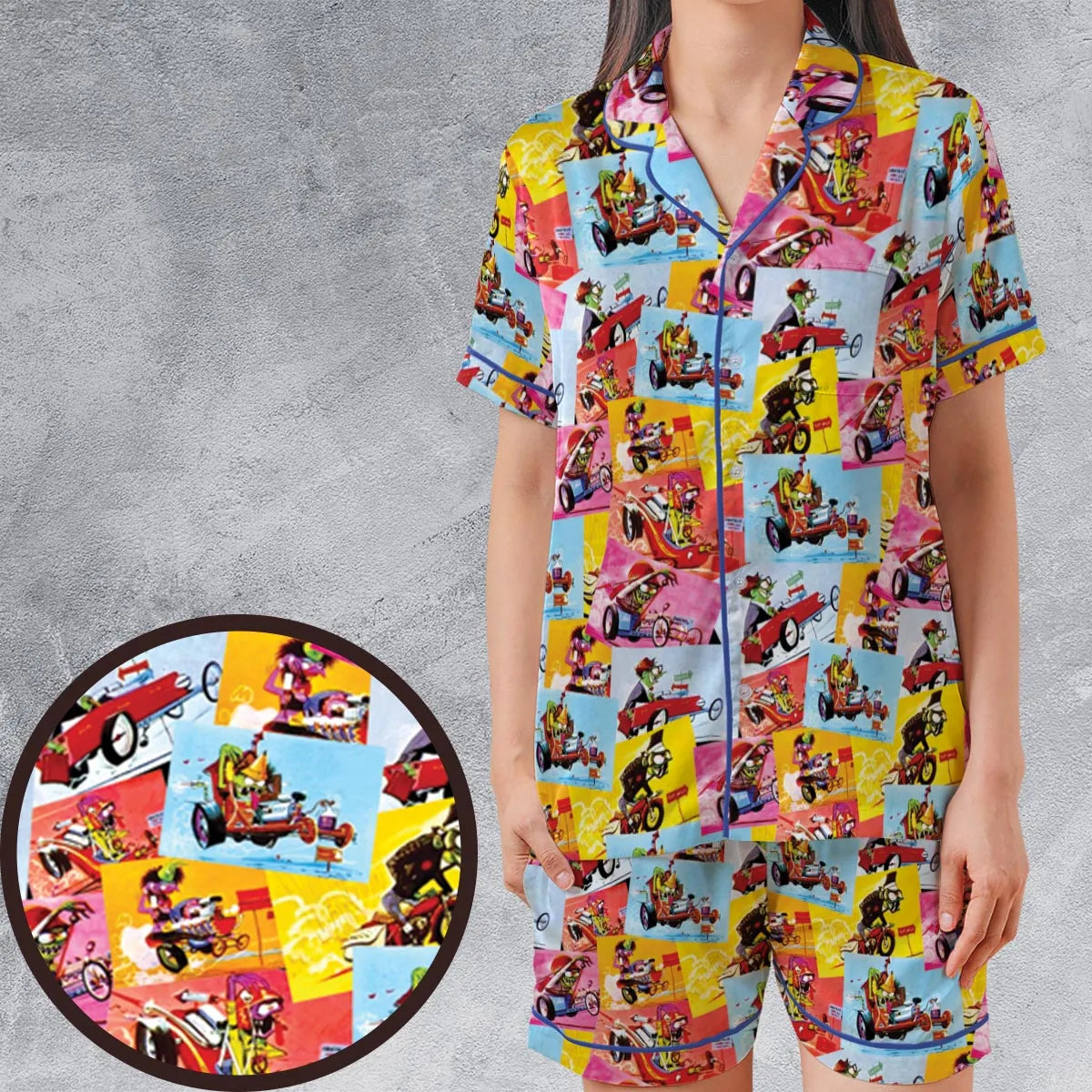 Satin Short-Sleeve Pajamas Set - X64RC2RZ