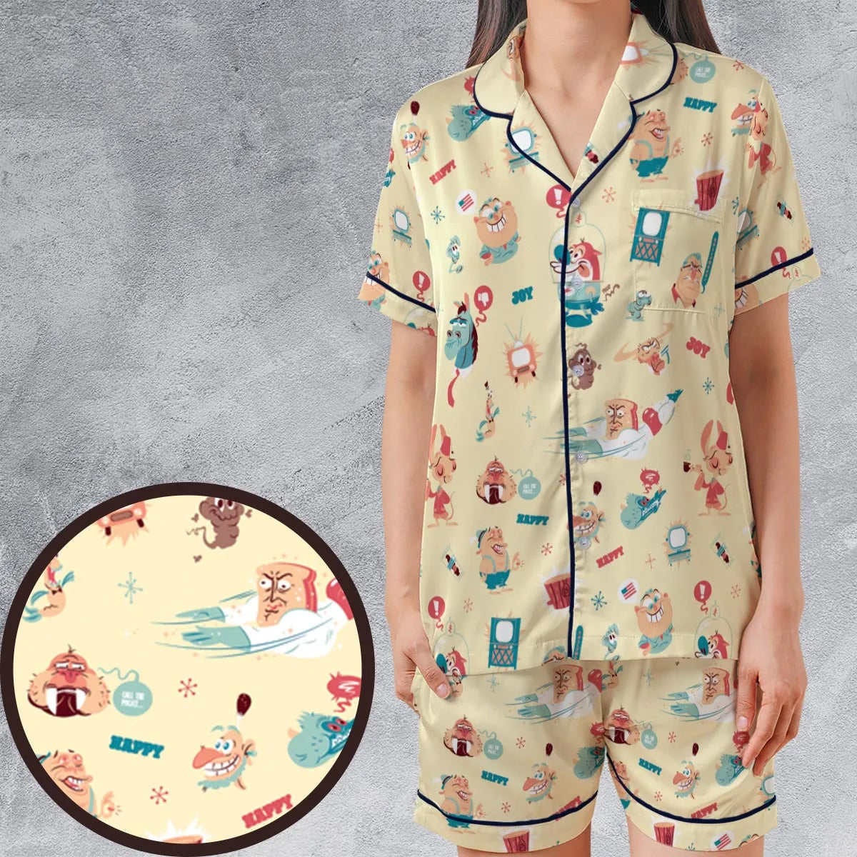 Satin Short-Sleeve Pajamas Set - 848919FR