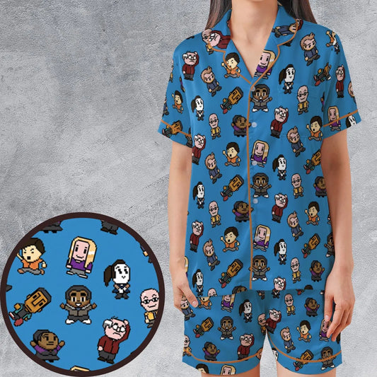 Satin Short-Sleeve Pajamas Set - QCLUJFT6