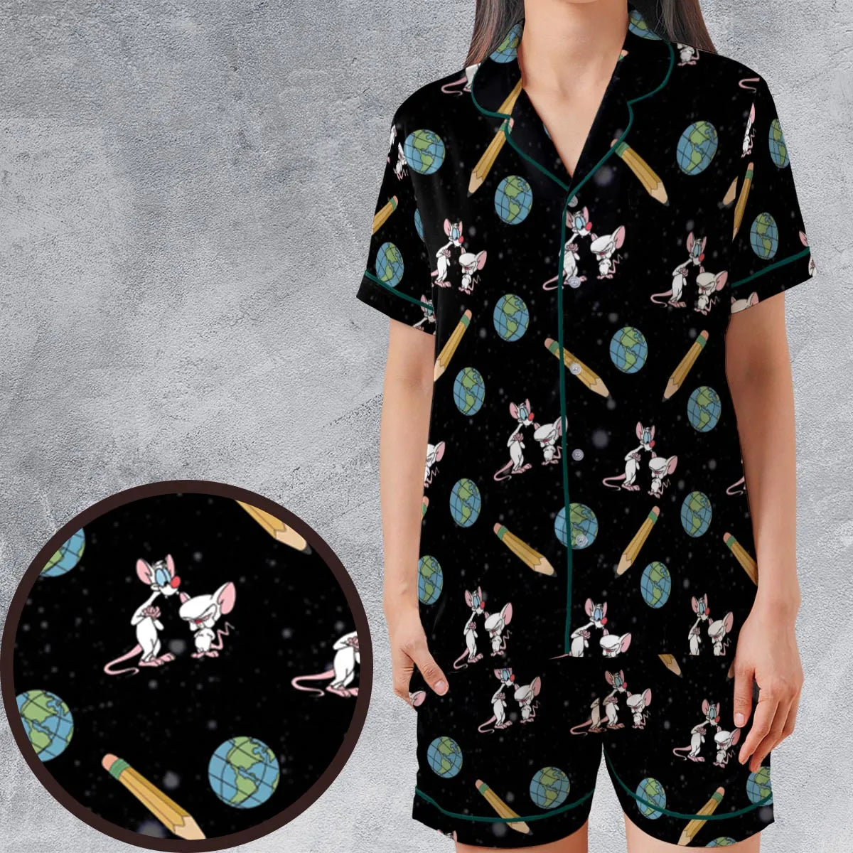 Satin Short-Sleeve Pajamas Set - 14XEPFPB