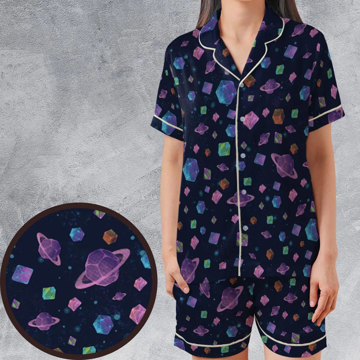 Satin Short-Sleeve Pajamas Set - YELB8BYY