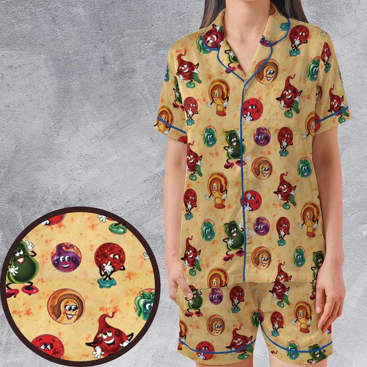 Satin Short-Sleeve Pajamas Set - 77B6E25L