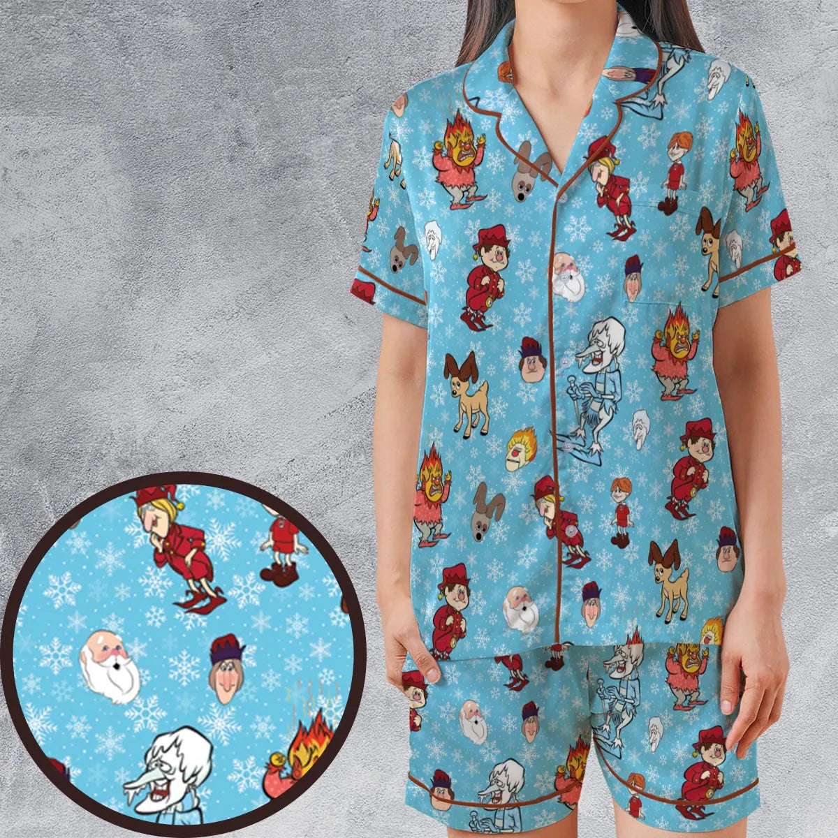 Satin Short-Sleeve Pajamas Set - PTJVF8RW
