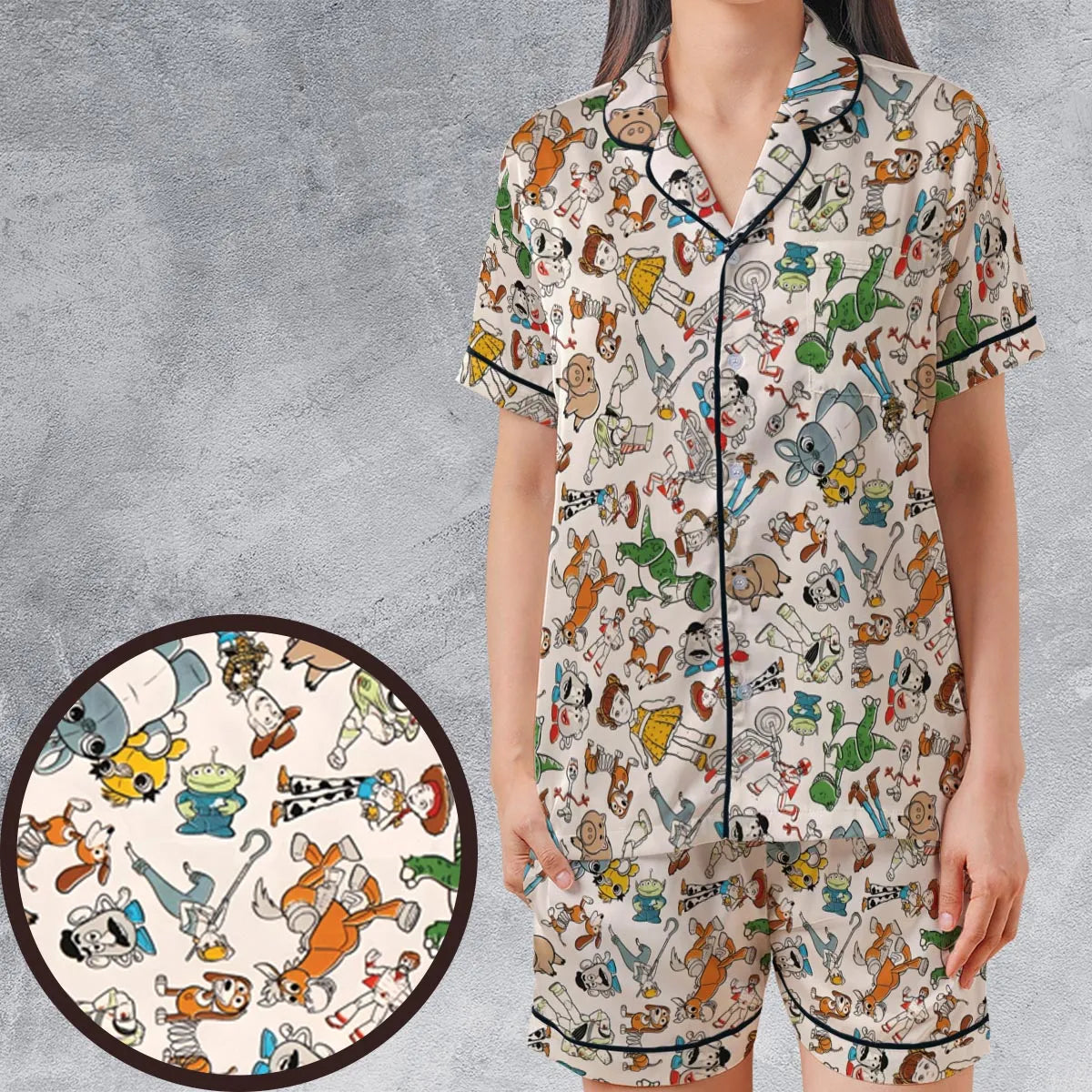 Satin Short-Sleeve Pajamas Set - ZMT9VFTD