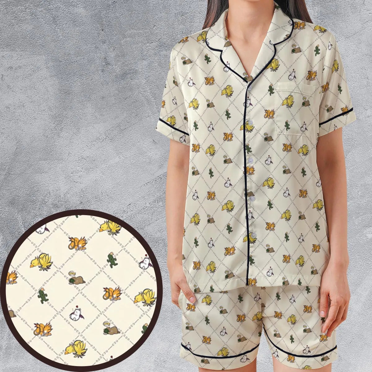 Satin Short-Sleeve Pajamas Set - MHFKE9E3