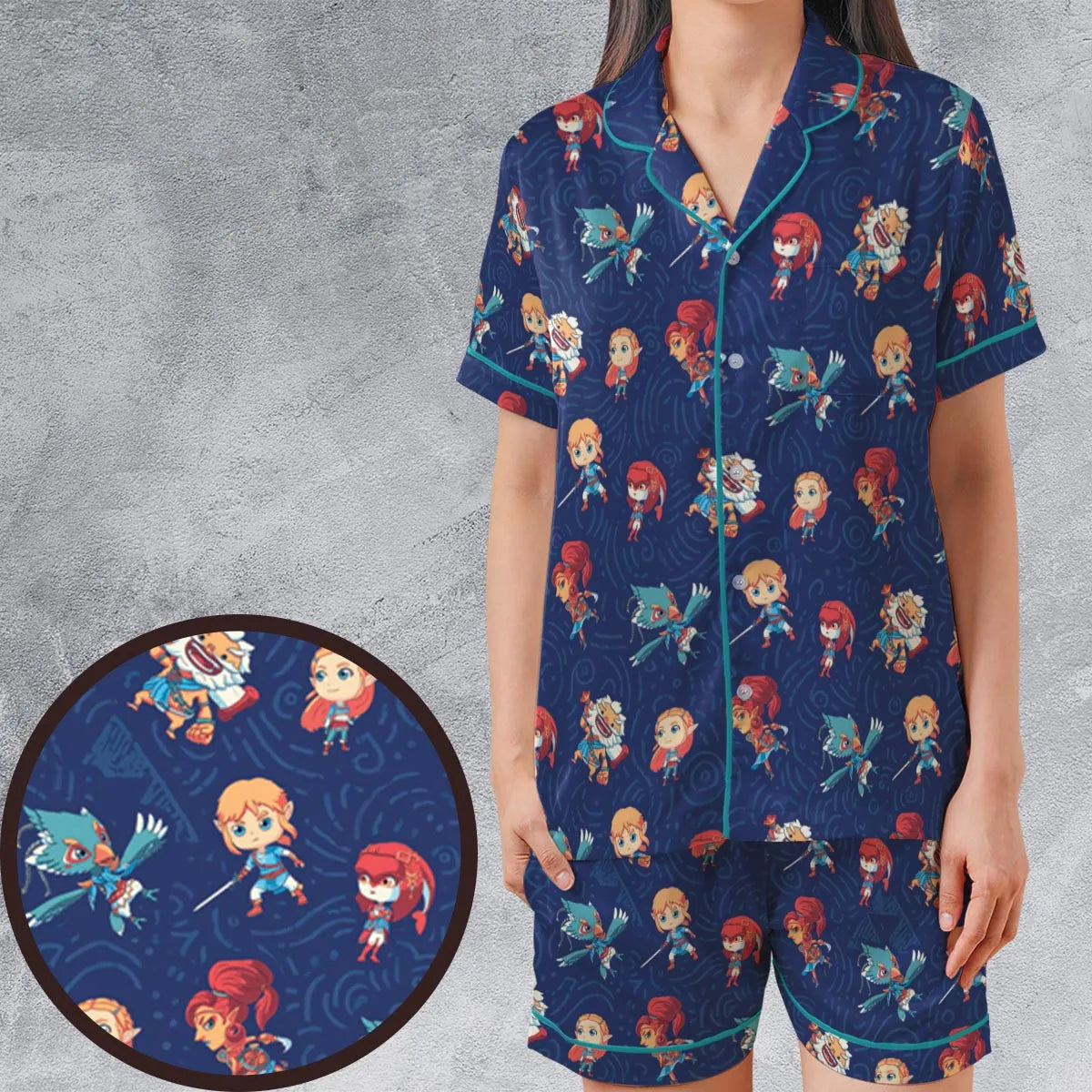 Satin Short-Sleeve Pajamas Set - 96A2DME7