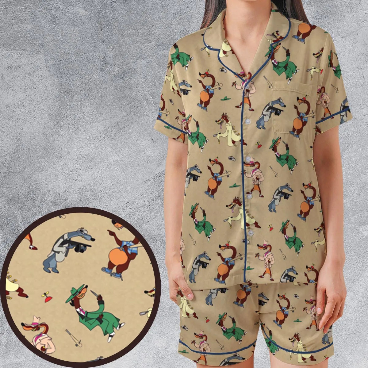 Satin Short-Sleeve Pajamas Set - CZLW8KHR