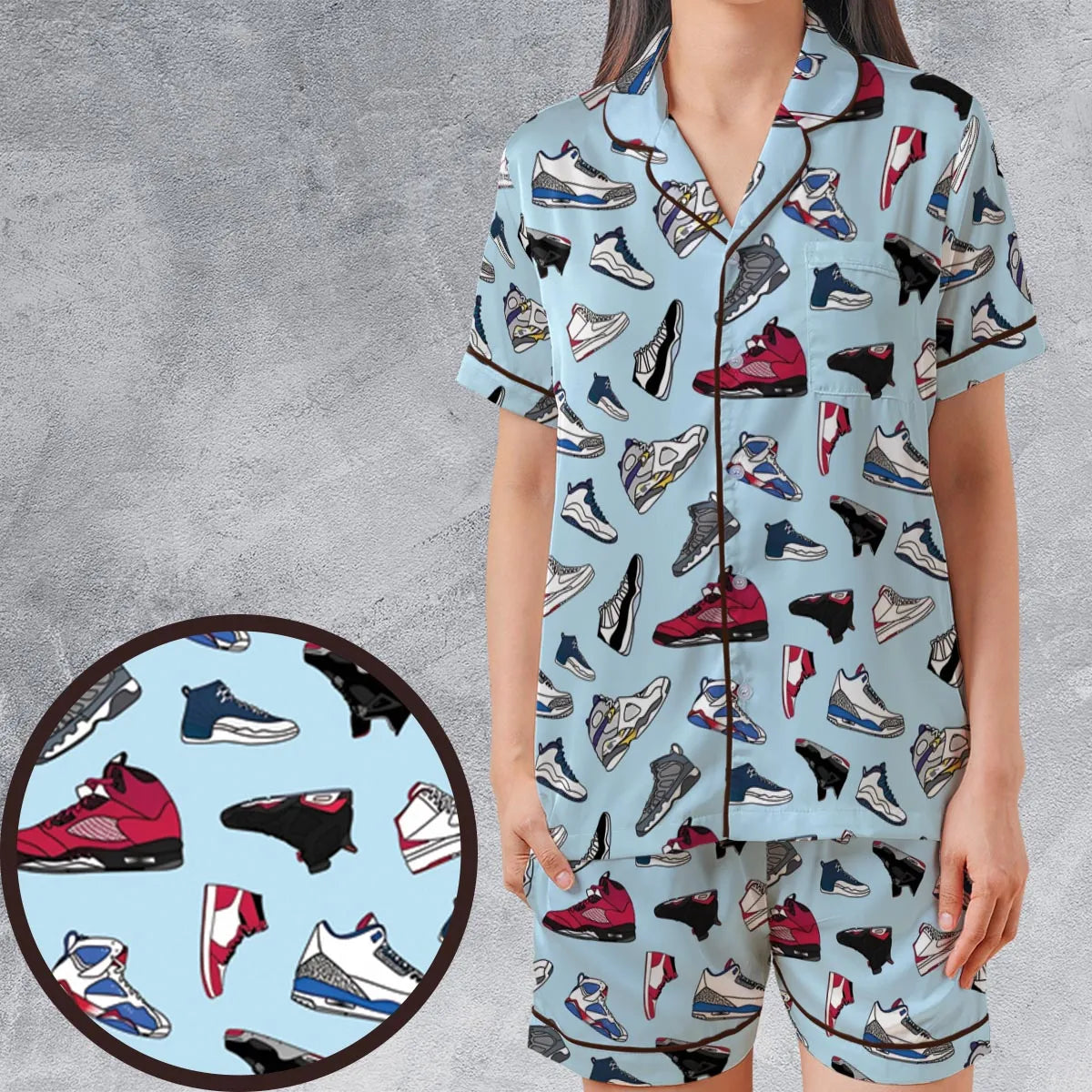 Satin Short-Sleeve Pajamas Set - 1E8K5A95