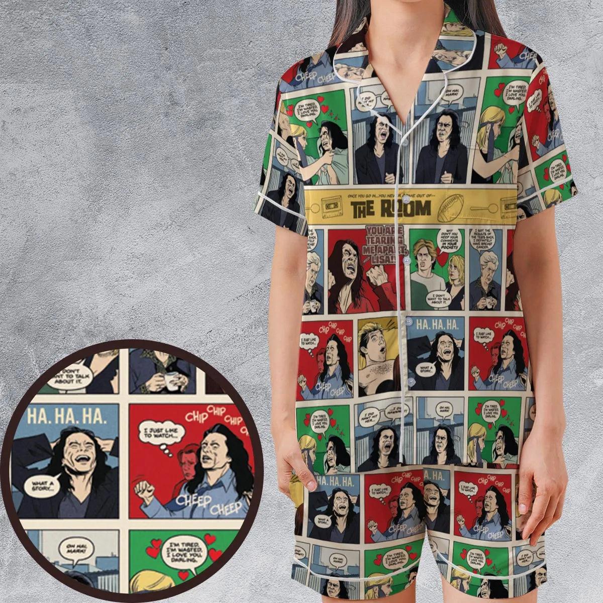 Satin Short-Sleeve Pajamas Set - VKMJHA3C
