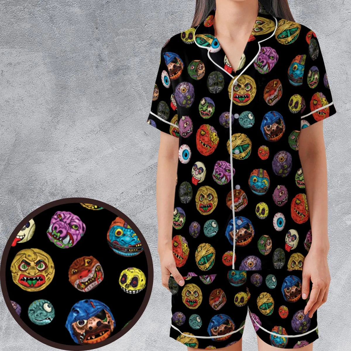 Satin Short-Sleeve Pajamas Set - U6VUC3CP