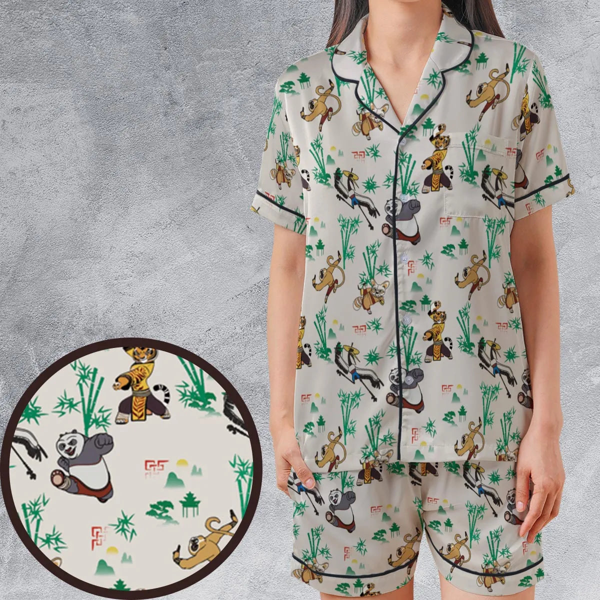 Satin Short-Sleeve Pajamas Set - UZAP4SYB