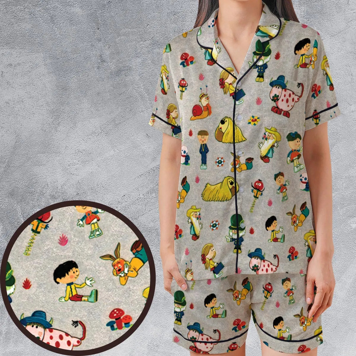 Satin Short-Sleeve Pajamas Set - SP159A11
