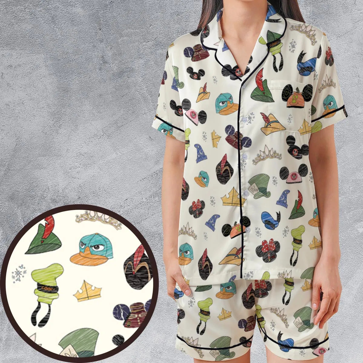 Satin Short-Sleeve Pajamas Set - SK864M9H