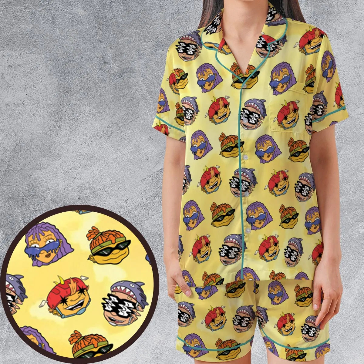 Satin Short-Sleeve Pajamas Set - GNNHQ2SY
