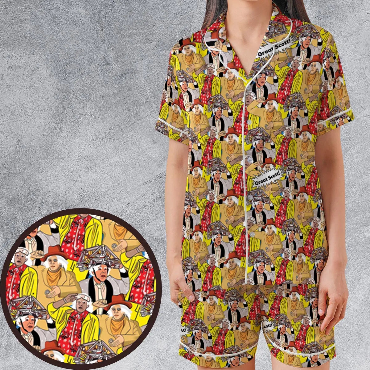 Satin Short-Sleeve Pajamas Set - 6P3165FZ