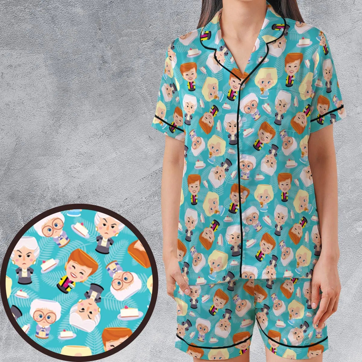 Satin Short-Sleeve Pajamas Set - FYAB2LC2