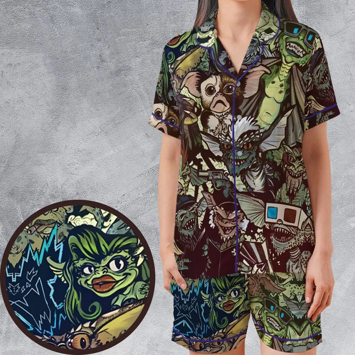 Satin Short-Sleeve Pajamas Set - A74777LC