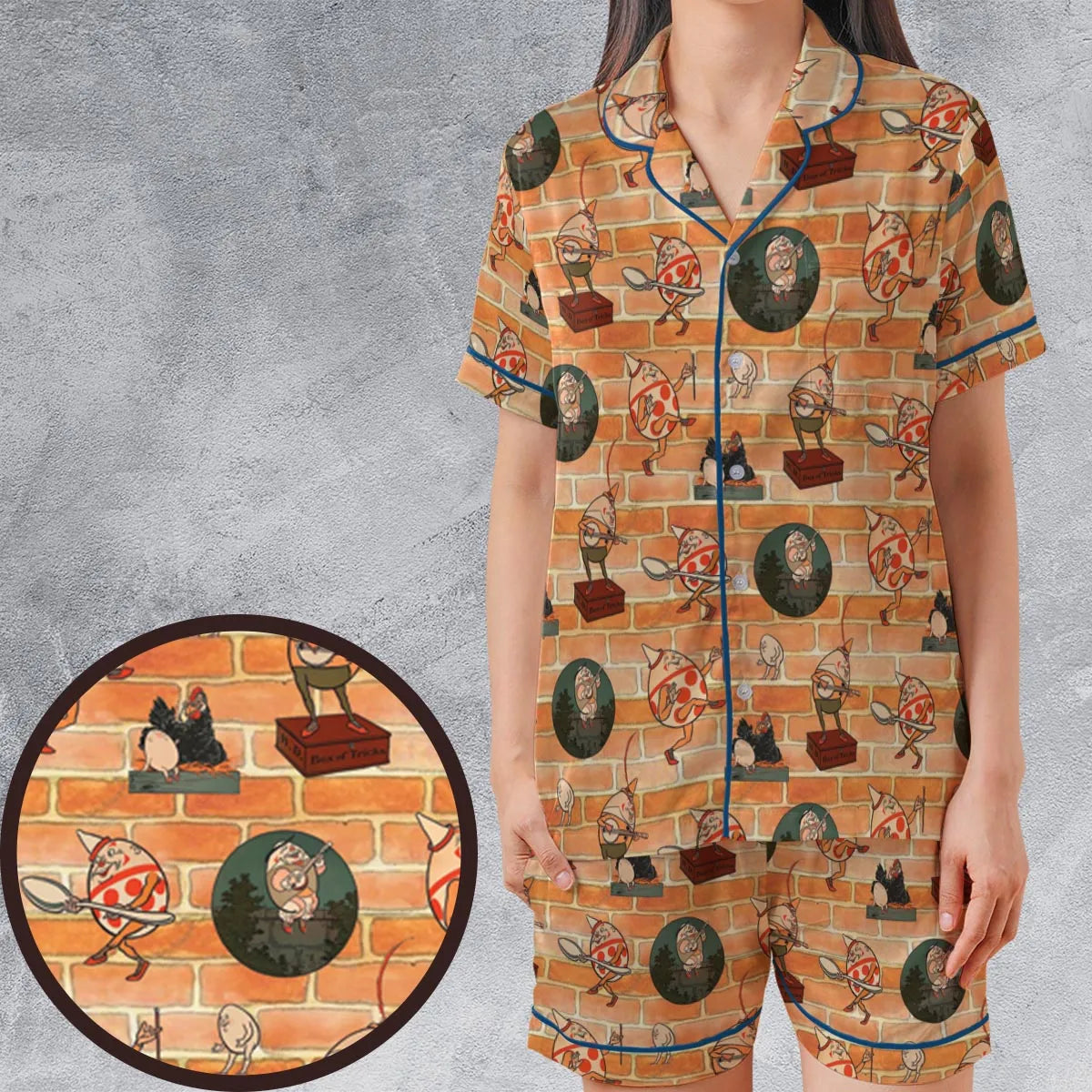 Satin Short-Sleeve Pajamas Set - CKE1ZXB8
