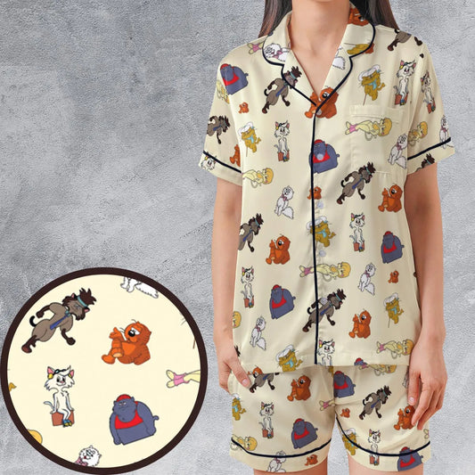 Satin Short-Sleeve Pajamas Set - 16K2QMXK