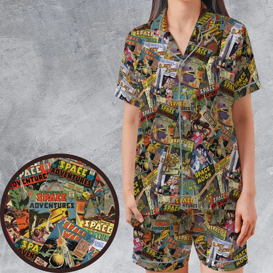 Satin Short-Sleeve Pajamas Set - SB73DEAU