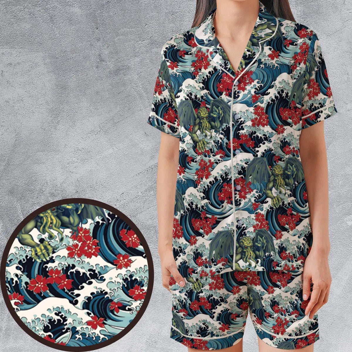 Satin Short-Sleeve Pajamas Set - 9MRT94E4
