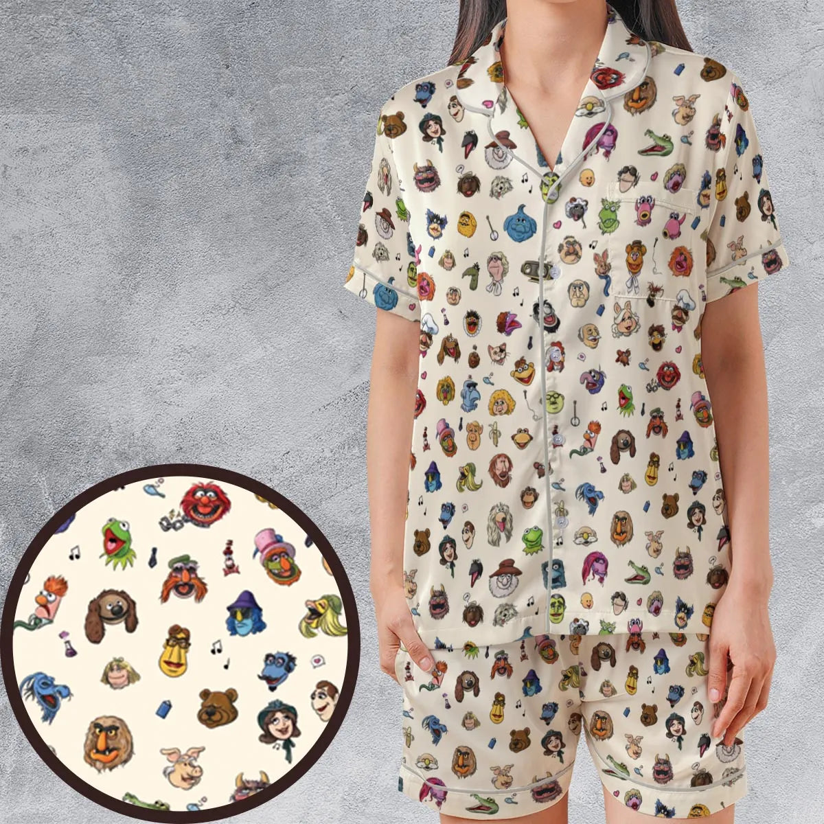 Satin Short-Sleeve Pajamas Set - QKFF4PL1