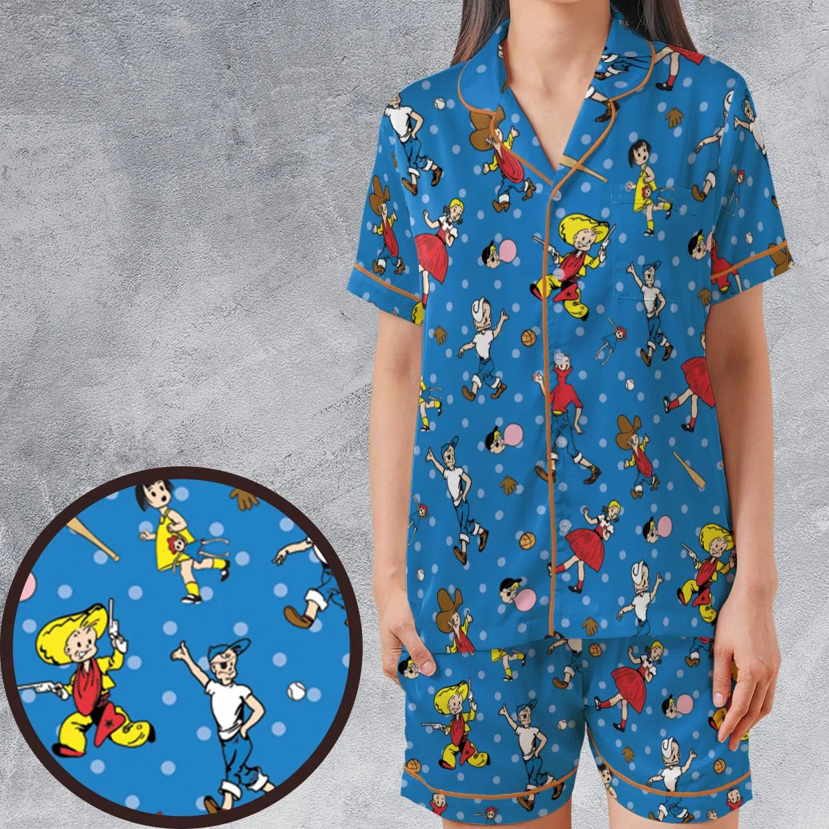 Satin Short-Sleeve Pajamas Set - UM831B68
