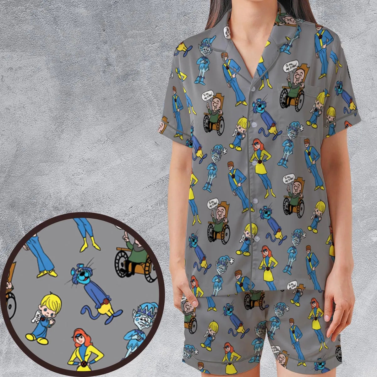 Satin Short-Sleeve Pajamas Set - VRRB37Y8