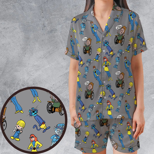 Satin Short-Sleeve Pajamas Set - VRRB37Y8