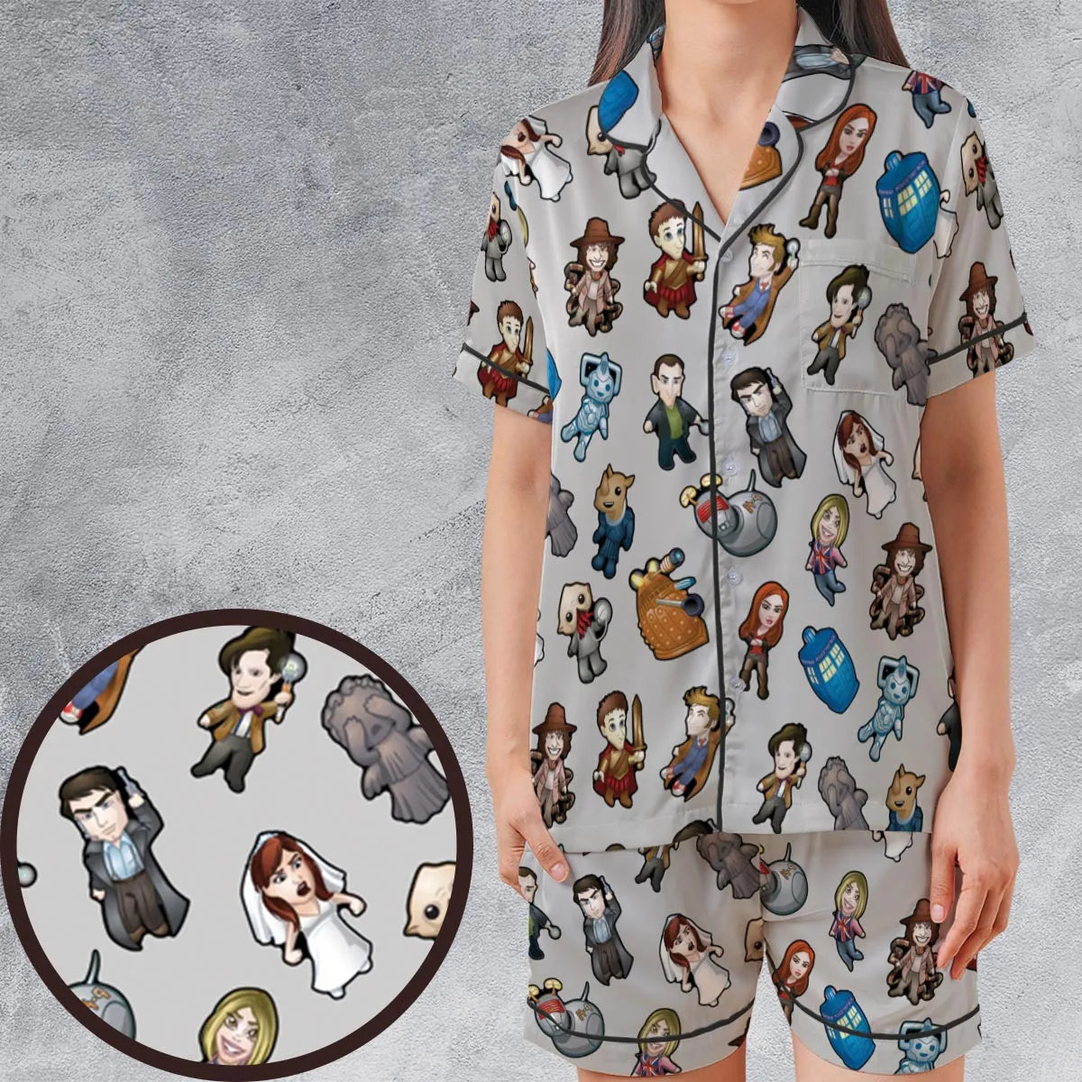 Satin Short-Sleeve Pajamas Set - 1RD1PZR2