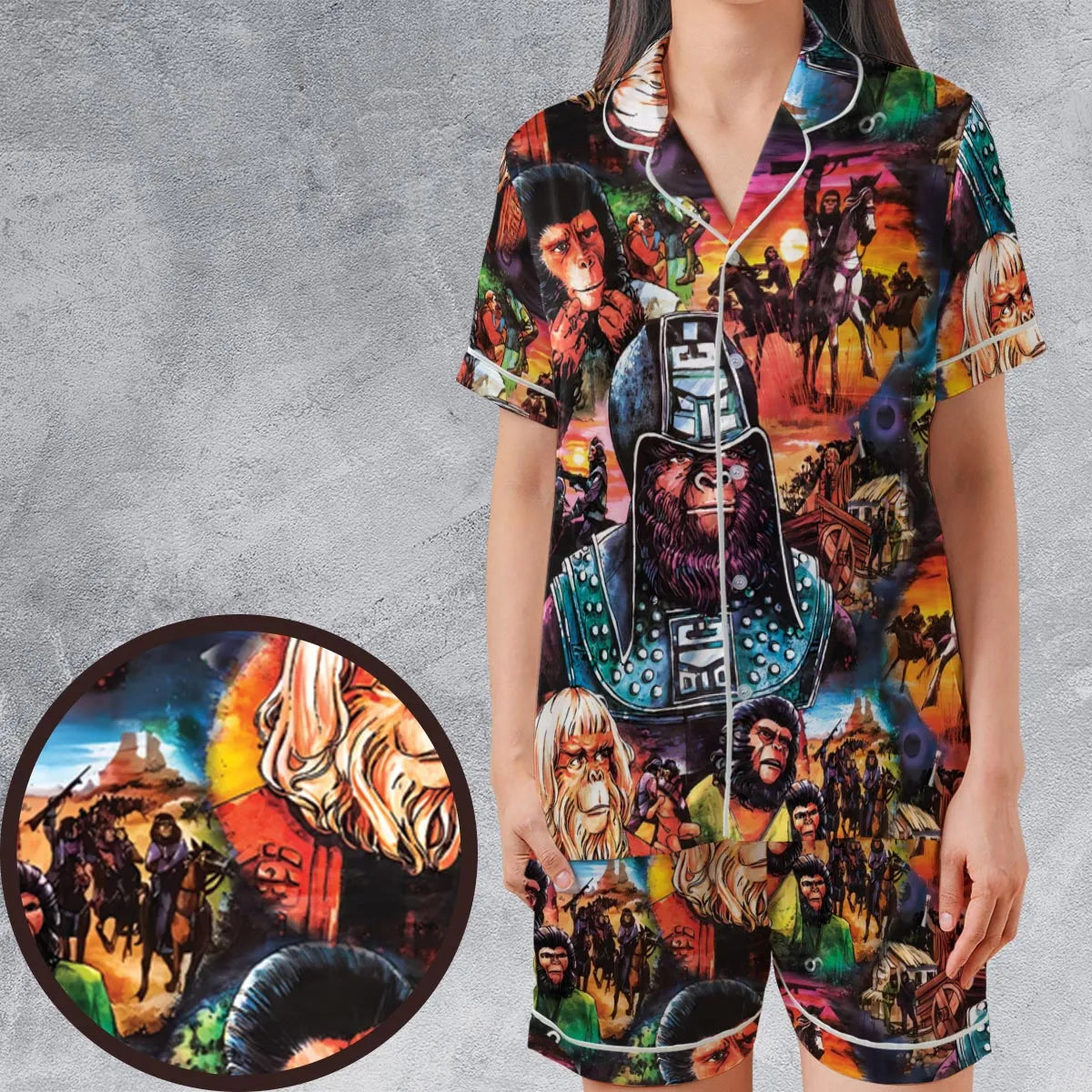 Satin Short-Sleeve Pajamas Set - 5GCQN4FD