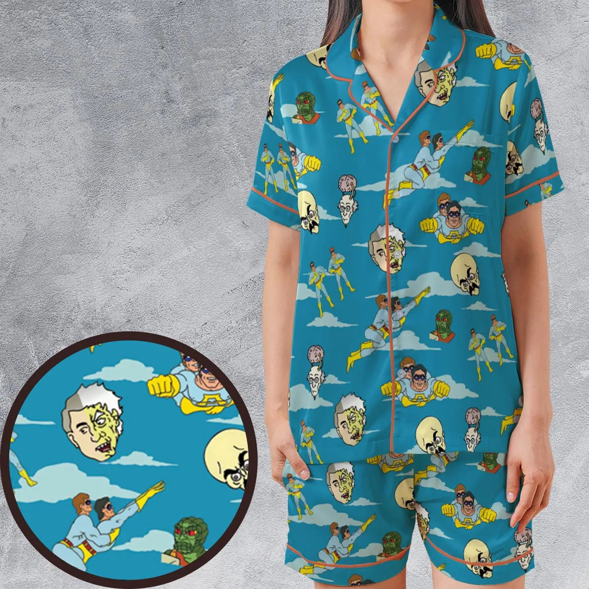 Satin Short-Sleeve Pajamas Set - AZH7LKAM