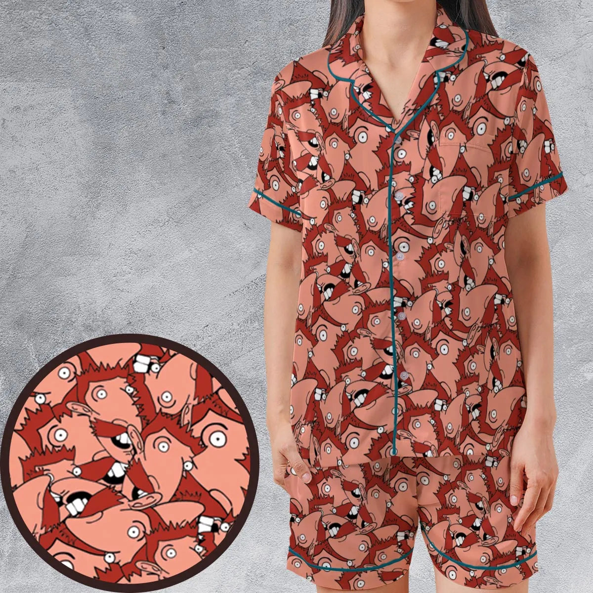 Satin Short-Sleeve Pajamas Set - M4U3Q6C6