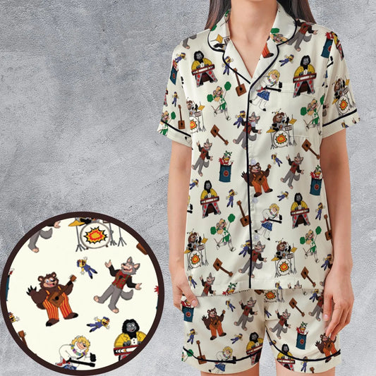 Satin Short-Sleeve Pajamas Set - YD69P5B4