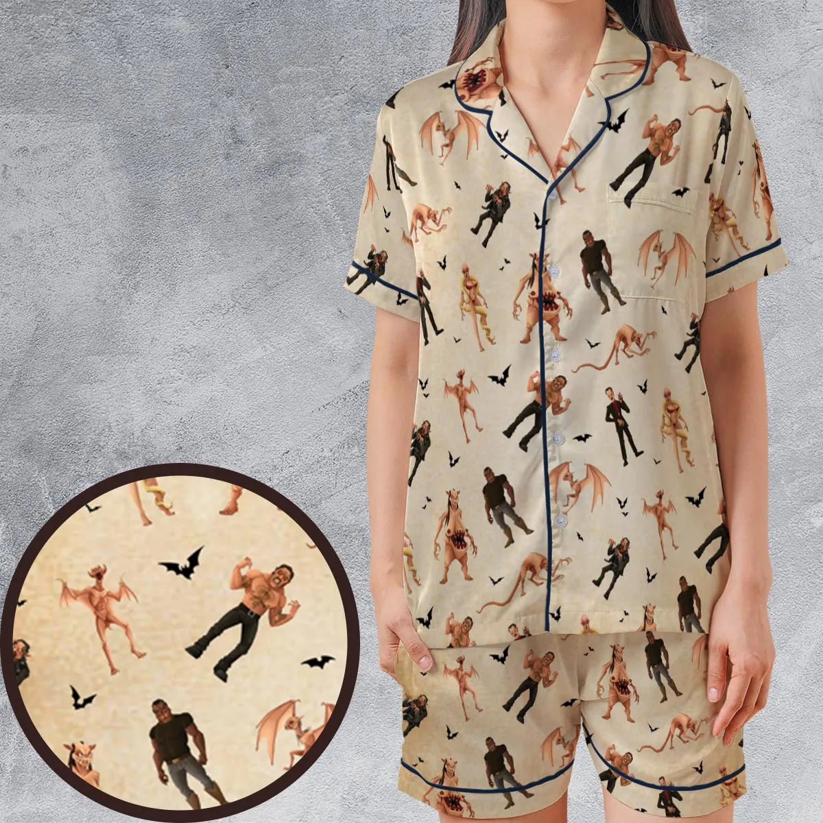 Satin Short-Sleeve Pajamas Set - YNRNCZ8F