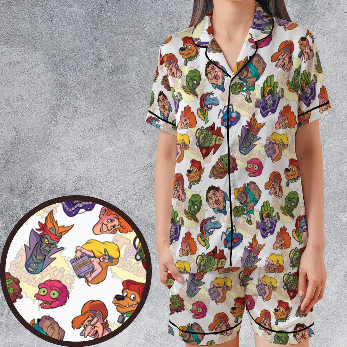 Satin Short-Sleeve Pajamas Set - 5KF7ZPXQ